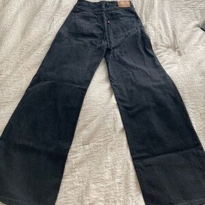 Levi’s wide leg black wash denim (tailored)
